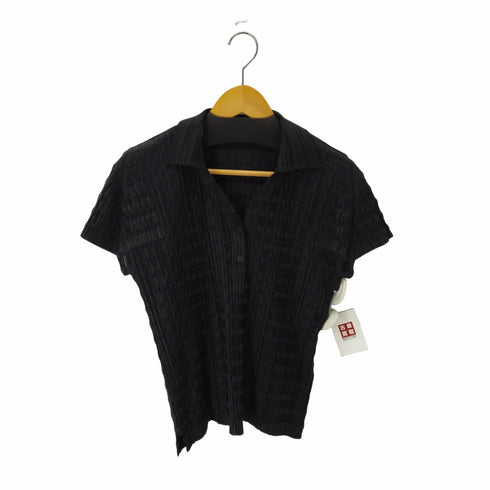 プリーツプリーズイッセイミヤケ PLEATS PLEASE ISSEY MIYAKE 20SS ボーダー柄 半袖プリーツポロシャツ レディース 4
