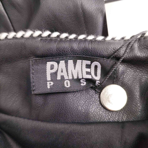 パメオポーズ Pameo Pose フェイクレザー ステッチ加工 スリットスカート レディース JPN:M