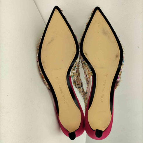 ザラ ZARA ラメツイード フラットパンプス レディース JPN:39