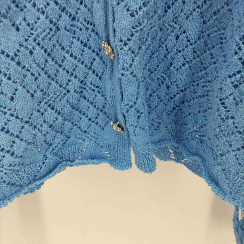 ザラ ZARA Bijou Button Mesh Knit Cardigan ビジュー ボタン メッシュ ニット カーディガン レディース import:M