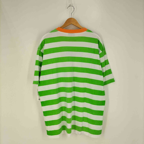 プレジャーズ PLEASURES フロントロゴ刺繍 ボーダー クルーネックTシャツ メンズ import:XL