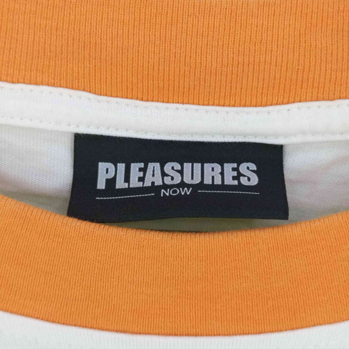 プレジャーズ PLEASURES フロントロゴ刺繍 ボーダー クルーネックTシャツ メンズ import:XL