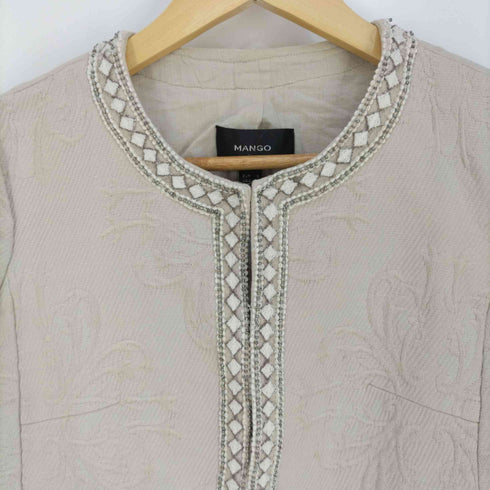 マンゴ MANGO ビジューテープ ジャガードノーカラージャケット レディース import:XS