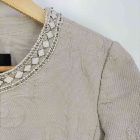 マンゴ MANGO ビジューテープ ジャガードノーカラージャケット レディース import:XS