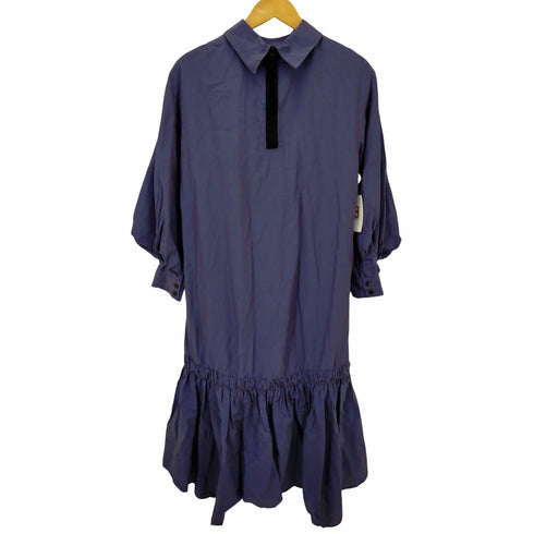 ランバンオンブルー LANVIN en Bleu ロールカラーギャザーヘムワンピース レディース DE:36