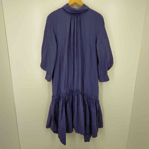 ランバンオンブルー LANVIN en Bleu ロールカラーギャザーヘムワンピース レディース DE:36