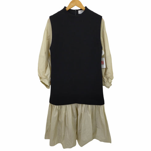 ランバンオンブルー LANVIN en Bleu ボリュームスリーブコンビワンピース レディース DE:36