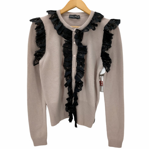 ドルチェアンドガッバーナ DOLCE&GABBANA レースフリル カシミア100% カーディガン レディース EUR:42