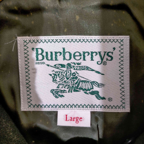 バーバリーズ BURBERRY’S 80-90s 緑タグ 襟ファーフロントロゴ刺繍 メルトンウールブルゾン レディース import:L