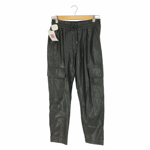 ザラ ZARA black faux leather cargo pants レディース M
