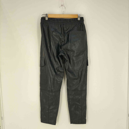 ザラ ZARA black faux leather cargo pants レディース M