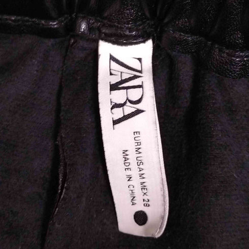 ザラ ZARA black faux leather cargo pants レディース M