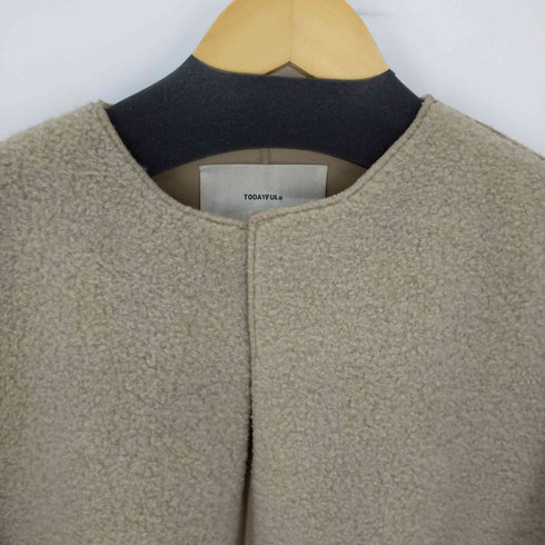 トゥデイフル TODAYFUL Collarless Boa Coat カラーレスボアコート レディース JPN:38