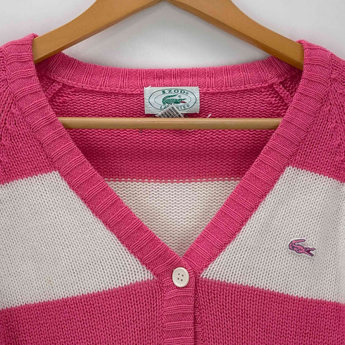 ラコステ LACOSTE ロゴワッペン アクリル ボーダー カーディガン レディース import:M