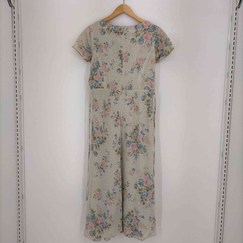 ローラアシュレイ LAURA ASHLEY 花柄 リネン混 半袖ワンピース レディース 13