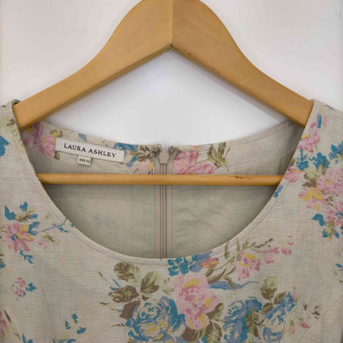 ローラアシュレイ LAURA ASHLEY 花柄 リネン混 半袖ワンピース レディース 13