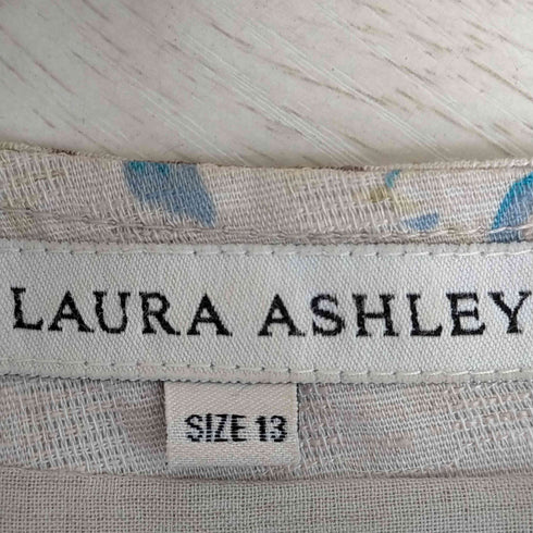 ローラアシュレイ LAURA ASHLEY 花柄 リネン混 半袖ワンピース レディース 13