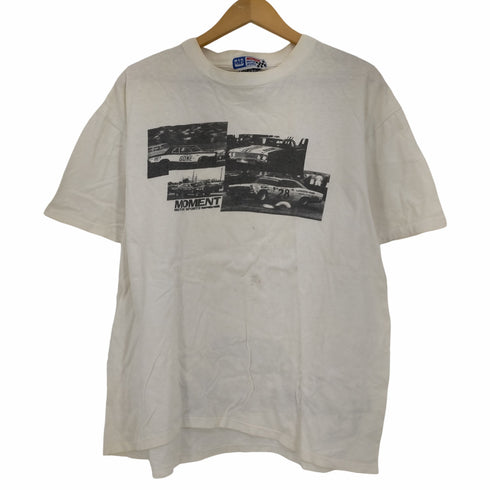 MOMENT MOTOR SPORTS 90s ONEITAボディ シングルステッチ 両面プリント クルーネックTシャツ 裏原 メンズ JPN:L