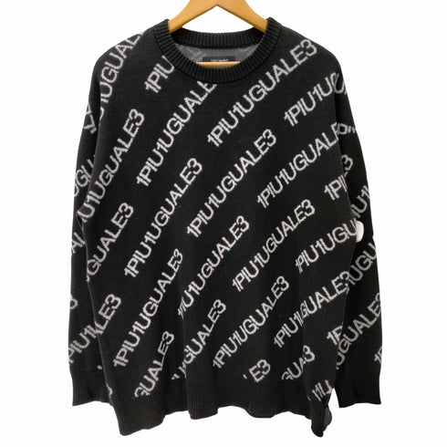 ウノピュウノウグァーレトレ 1PIU1UGUALE3 22SS 113 DROP SHOULDER CREW ダブルジャガード バイアスロゴ総柄 ドロップショルダー クルーネック ニット セーター メンズ 99/V