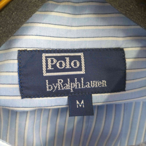 ポロバイラルフローレン Polo by RALPH LAUREN 90-00s スモールポニー刺繍 コットンポリ ボタンダウン ストライプシャツ メンズ import:M