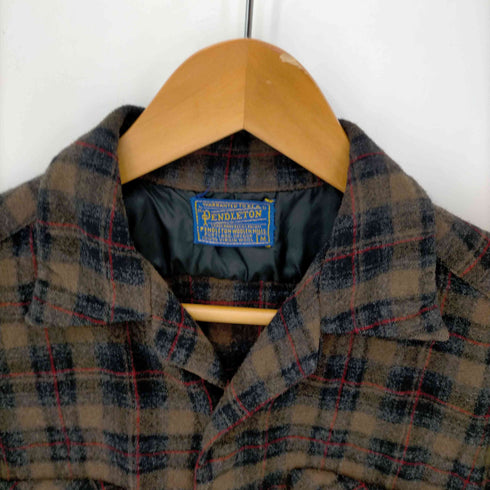 ペンドルトン PENDLETON 50S ウールチェックオープンカラーシャツ 両フラップポケット メンズ import:M