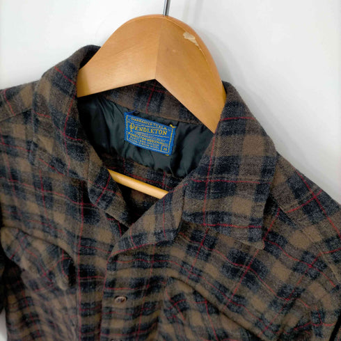ペンドルトン PENDLETON 50S ウールチェックオープンカラーシャツ 両フラップポケット メンズ import:M