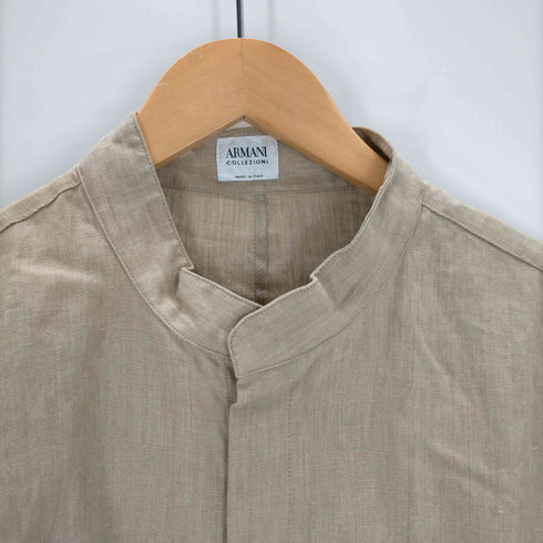 アルマーニコレツィオーニ ARMANI COLLEZIONI OLD 比翼バンドカラーリネンシャツ メンズ EUR:52