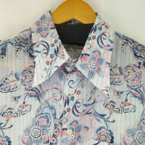 アレッサンドロジェラルデスキー ALESSANDRO GHERARDESCHI イタリア製 総柄ストライプ 半袖シャツ メンズ import:XL