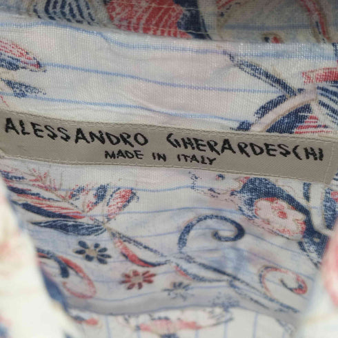 アレッサンドロジェラルデスキー ALESSANDRO GHERARDESCHI イタリア製 総柄ストライプ 半袖シャツ メンズ import:XL
