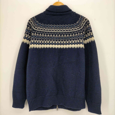 エディーバウアー Eddie Bauer ダブルジップノルディック柄 ショールカラーウールジップアップニット メンズ import:M