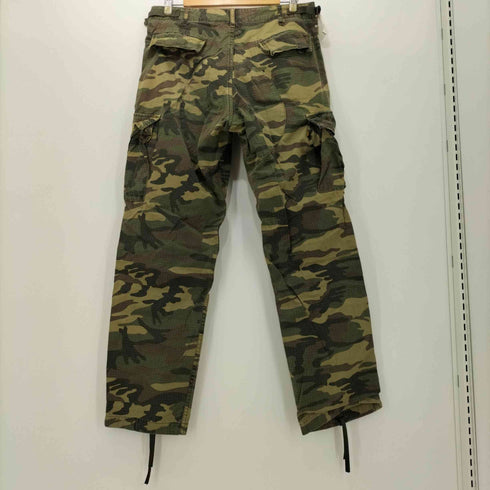 アルファインダストリーズ ALPHA INDUSTRIES ウッドランドカモ 迷彩 リップストップ サイドアジャスター ジップアップカーゴパンツ メンズ JPN:L