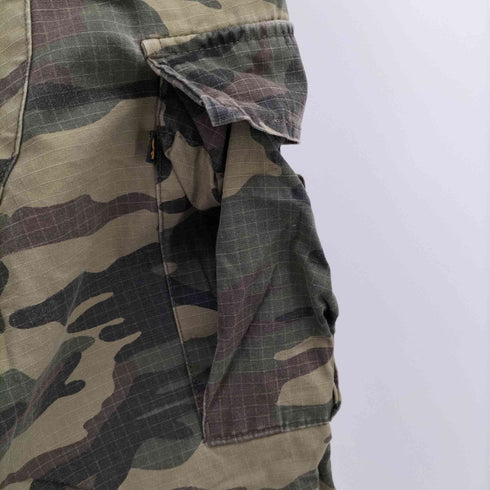 アルファインダストリーズ ALPHA INDUSTRIES ウッドランドカモ 迷彩 リップストップ サイドアジャスター ジップアップカーゴパンツ メンズ JPN:L