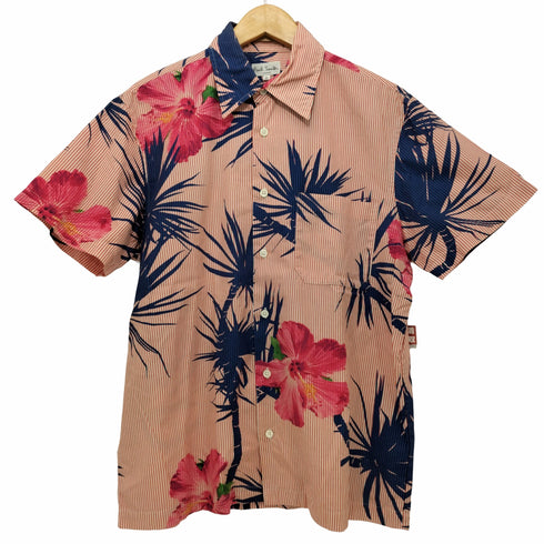 ポールスミス Paul Smith アロハ柄 ストライプ半袖シャツ ボックスシルエット メンズ import:M