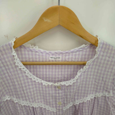 ツモリチサト TSUMORI CHISATO フリル付きギンガムチェック柄ワンピース レディース