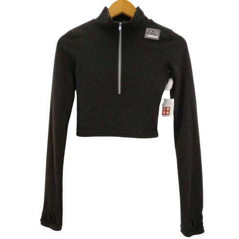ナインティーナインパーセントイズ 99%is Box Logo High Neck Crop Top クロップド ジップニット サムホール レディース FREE