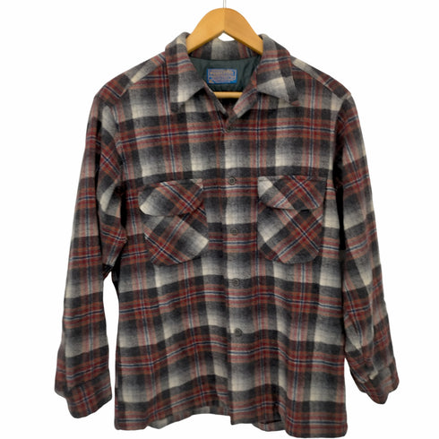 ペンドルトン PENDLETON 70S USA製 ウール シャドウチェック ボードシャツ 両フラップポケット メンズ import:L