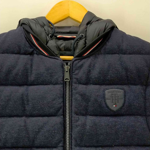 トミーヒルフィガー TOMMY HILFIGER ナイロン切替 フーデッド ジップアップ ダウンベスト メンズ import:L