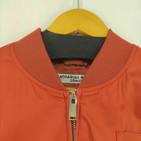 キャサリンハムネットロンドン KATHARINE HAMNETT LONDON バックロゴ ダブルジップ ボマーサテンブルゾン メンズ import:L