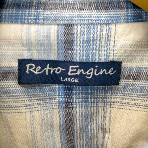 レトロエンジン retro engine コットンリネン オンブレチェックシャツ メンズ import:L