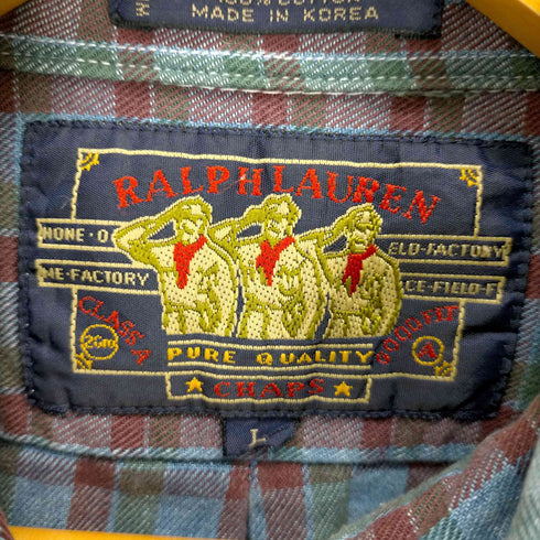 チャップスラルフローレン CHAPS RALPH LAUREN 80s コットンL/S チェックシャツ メンズ JPN:L