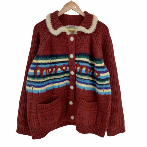 Moromoro Striped Jacquard Loose Knitted Cardigan レディース 3