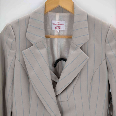 ヴィヴィアンウエストウッドレッドレーベル Vivienne Westwood RED LABEL ストライプ ドッキングテーラードジャケット スカート レディース 3