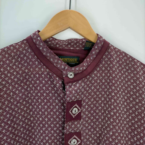 montique 90S 台湾製 比翼 ポリエステルバンドカラーシャツ メンズ JPN:L