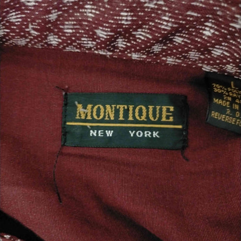 montique 90S 台湾製 比翼 ポリエステルバンドカラーシャツ メンズ JPN:L