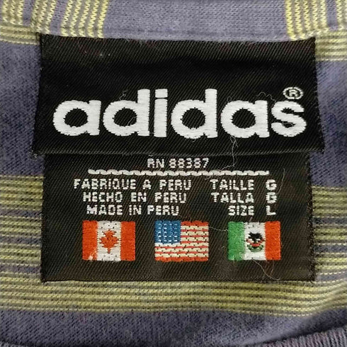 アディダス adidas 90S 万国共通タグ ペルー製 ボーダーカットソー メンズ JPN:L