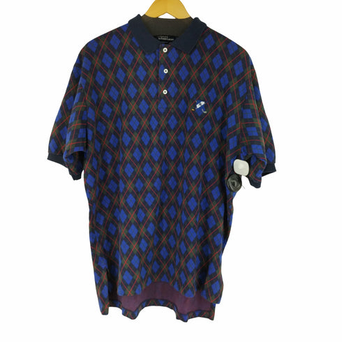 ポロバイラルフローレン Polo by RALPH LAUREN 90S MADE IN USA ワンポイント刺繍ロゴアーガイル柄 S/S ポロシャツ メンズ import:L