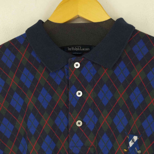 ポロバイラルフローレン Polo by RALPH LAUREN 90S MADE IN USA ワンポイント刺繍ロゴアーガイル柄 S/S ポロシャツ メンズ import:L