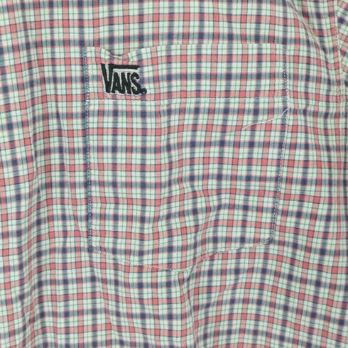 バンズ VANS 90S MADE IN USA ワンポイント刺繍 S/S チェックシャツ メンズ import:L