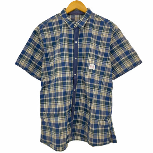 パパス papas ヘリンボーンテープ コットン チェック 半袖シャツ メンズ import:M