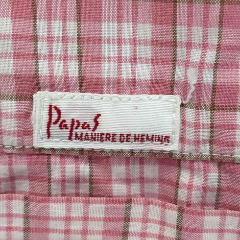 パパス papas ギンガムチェック 半袖 プルオーバーシャツ メンズ import:M